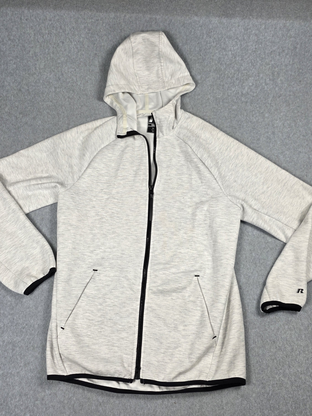 Light Gray Hooded Zip Jacket - Casual Women's Sweater Jacket